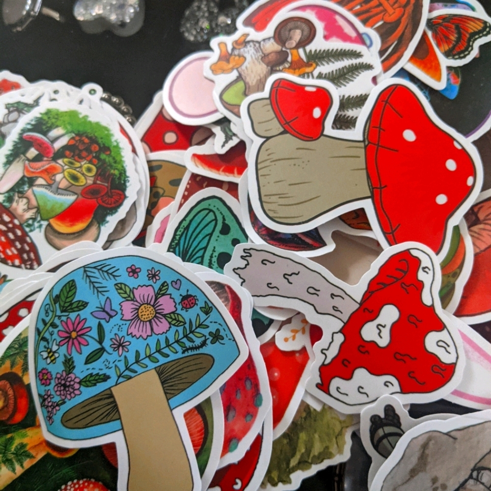 20 pack mystery sticker lot, shrooms, shark, tarot